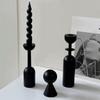 3Pcs/Set Vintage Candlestick Ornament Minimalist Candelabra Wooden Candle Holder  Living Room