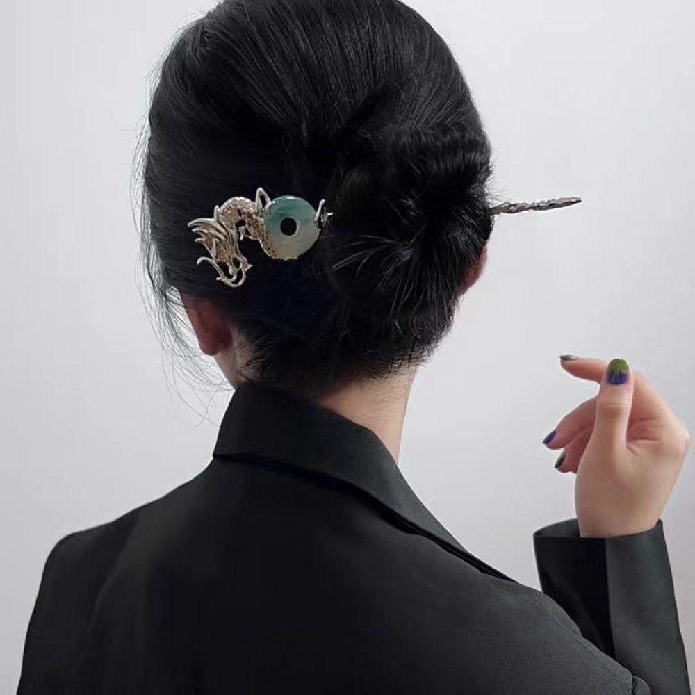 Cheongsam Green Hanfu Hair Sticks Metal Hairpin Ancient Style Hairpin Chinese Style Headwear