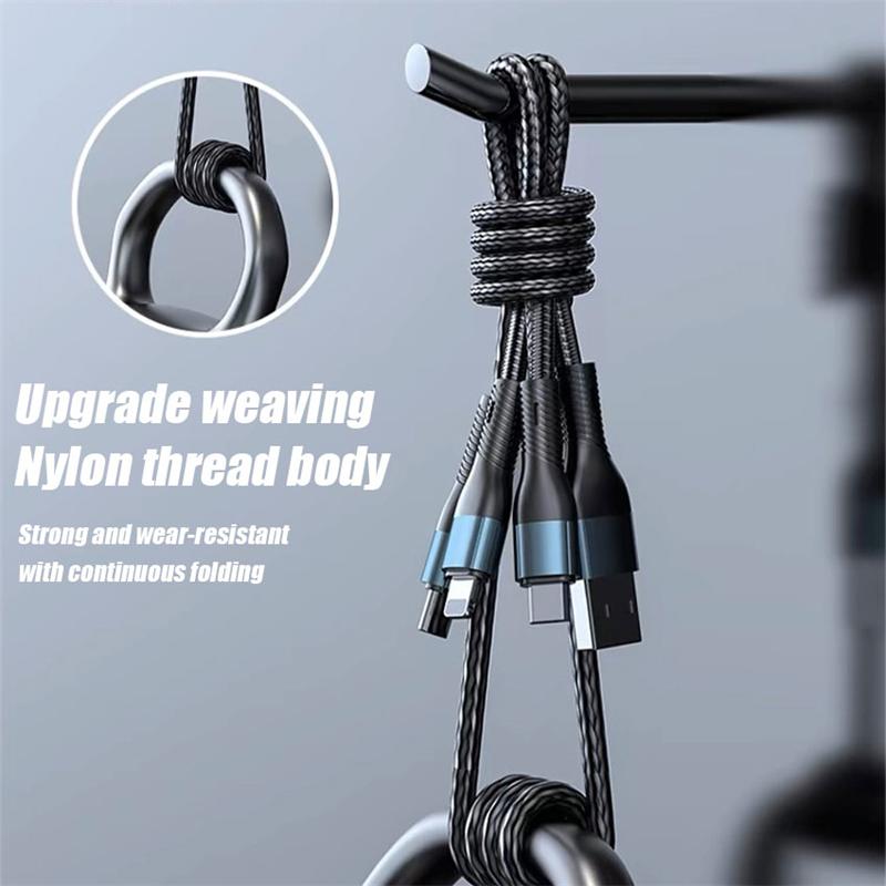 120W 5A 3 In 1 USB Fast Charging Cable Type C Micro USB Cable Data Cord For Iphone 16 15 Realme Samsung Huawei P50 Phone USB Charging Cable AVE