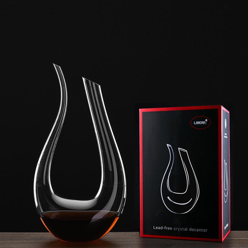 Glass U Shape Classic Decanter, Crystal Glass Home Bar 1.5L Lead-free Crystal Glass, Hand-blown Red Wine Decanters Carafe