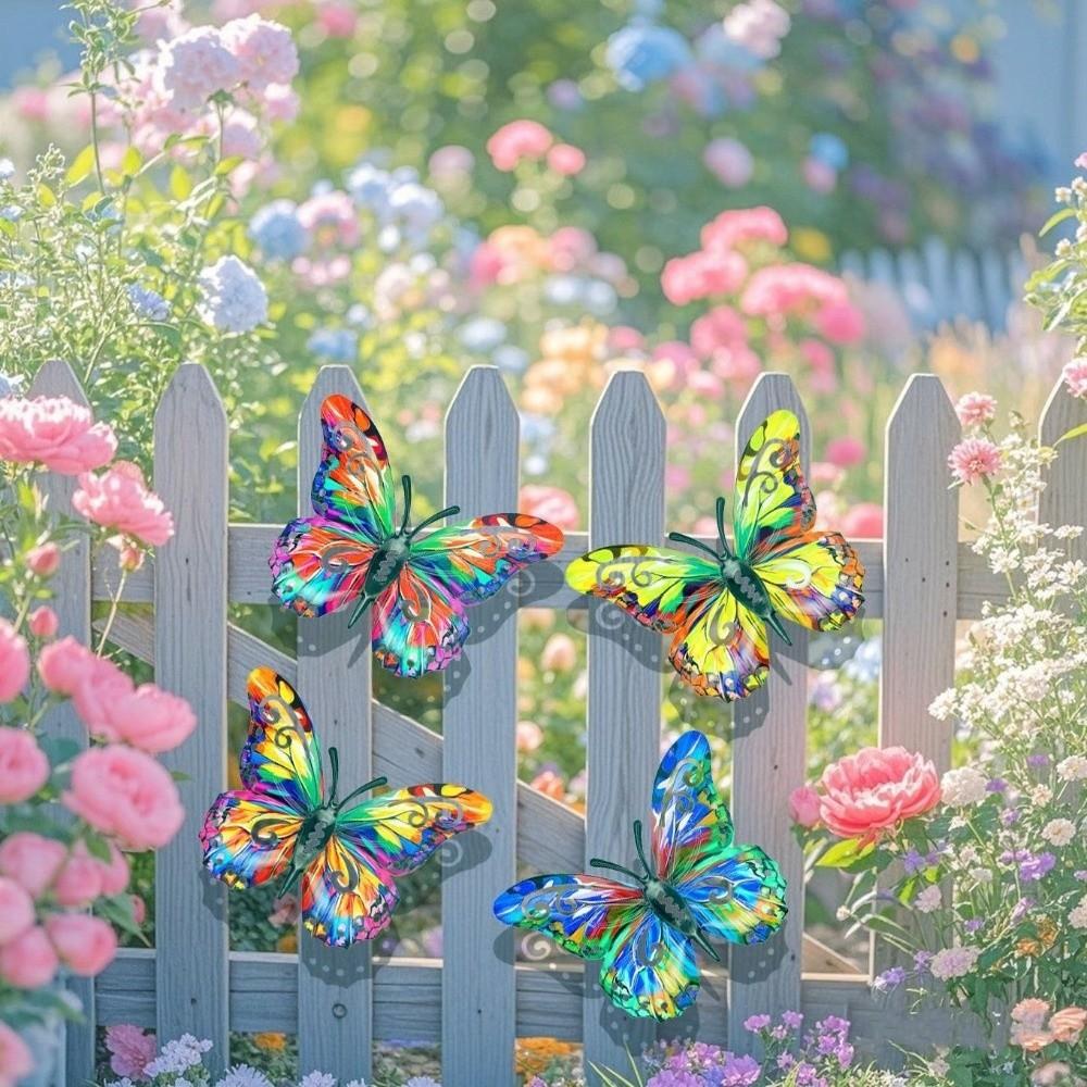Metal Butterfly Wall Decor DIY Butterfly Decorative Post for Garden Balcony Patio Outdoor