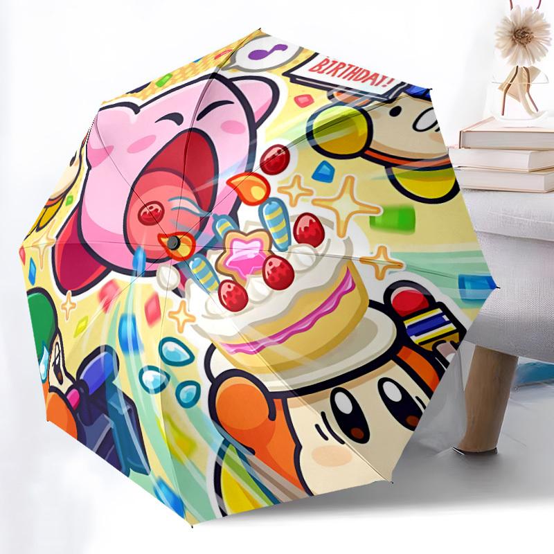1PC Kirby Party Auto Open/close Folding Portable Umbrella  with 8 Rib Structure for Women/Men, All-Season Use   0901158