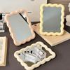 Cute Makeup Cream Wave Design Office/Mural Student Dormitory Room Decoration Travel Makeup Accessories Mini Mirror Convenient