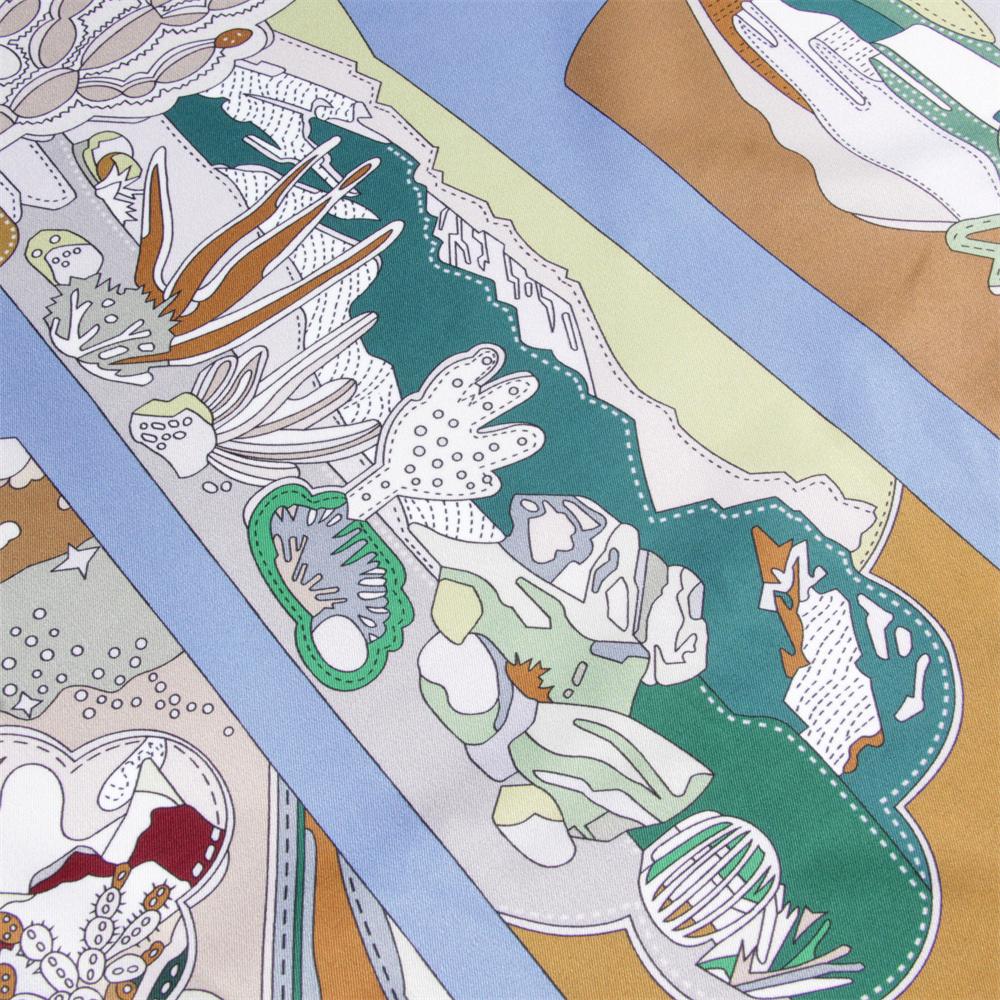 POBING Curled Twill Silk Scarf Women Leather Boots Double Side Printed Square Scarves Wraps Echarpes Foulards Femme Hijab 90CM