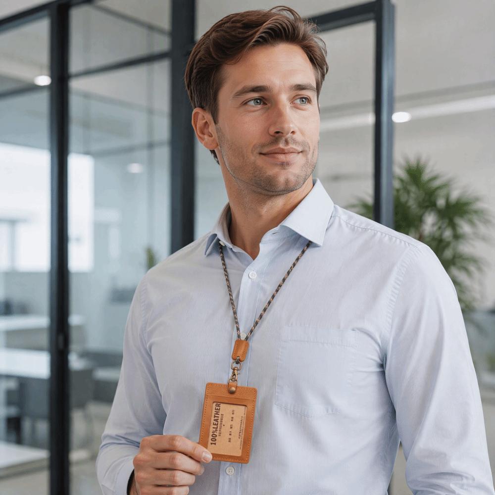 Premium Leather Leather ID Badge Holder Access Control Card Holder Identity Card Card Pack
