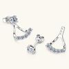 Silvere Glam Изысканные серьги-пусеты из стерлингового серебра 925 пробы с муассанитами, нишевый корейский трендовый аксессуар для ушей, два варианта ношения