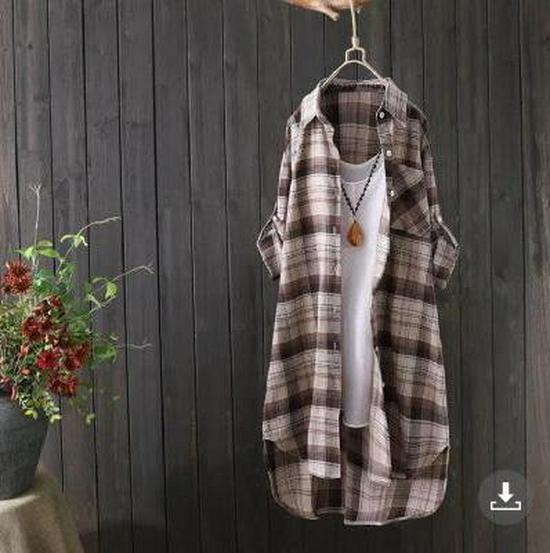 Женская литературная клетчатая рубашка средней длины, весна/осень 2025, с длинным рукавом, универсальная свободная посадка