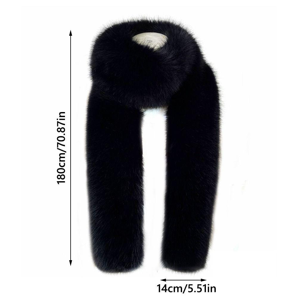Fashionable 180cm Fake Fur Long Scarf Soft Fur Decor Winter Fluffy Scarf Thick Ladies Neck Warmer Scarves Outdoor