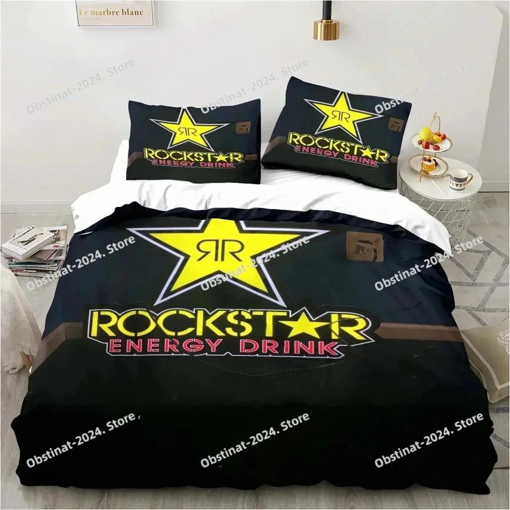 3D D-Drinks Rockstar Energy Листы Постельное белье Постельное белье для общежития Комплект постельного белья из 3 предметов Мягкое теплое пододеяльник Полный Queen King Размер