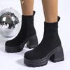 Platform Women Sock Ankle Boots High Heels Knitting Elegant Shoes Woman 2025 Trend Fashion Cozy Dress Ankle Boots Mujer Botas