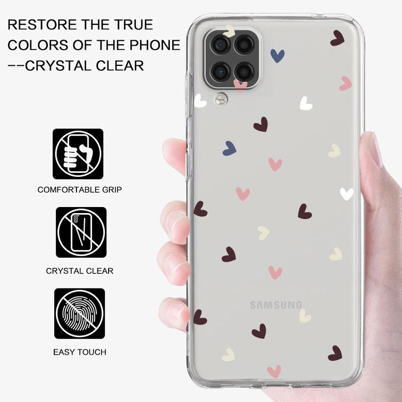 Прозрачный чехол для Samsung Galaxy A52 A12 A51 A32 A21s A71 A32 A22 50 A70 A31 A72 5G, роскошный мягкий чехол для телефона Love Heart Coque Capa