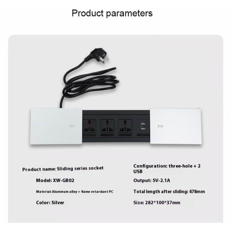 Slide Cover Retractable Power Strip Desktop Multi Plug Cabinet Hidden Recessed Desk Power Sockets Universal Embedded Socket