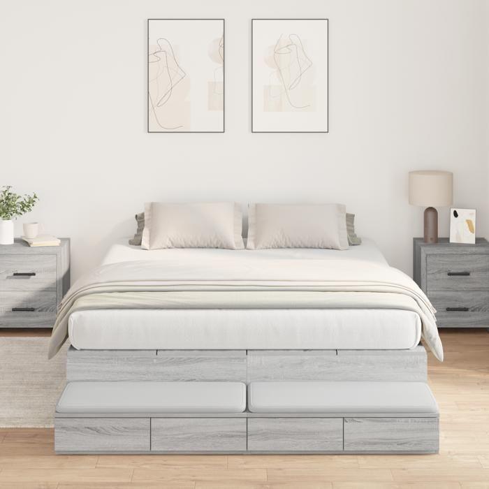 VidaXL Cadre de lit de rangement Gris Sonoma 150x200 cm 3335650
