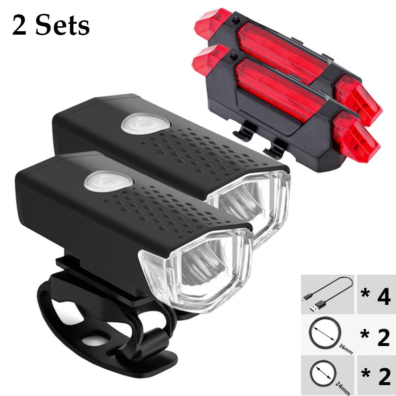 Cycling Light Set Bicycle Lantern USB LED Rechargeable MTB Light Front /Back Lights Headlight Flashlight Bike Accessorries 7