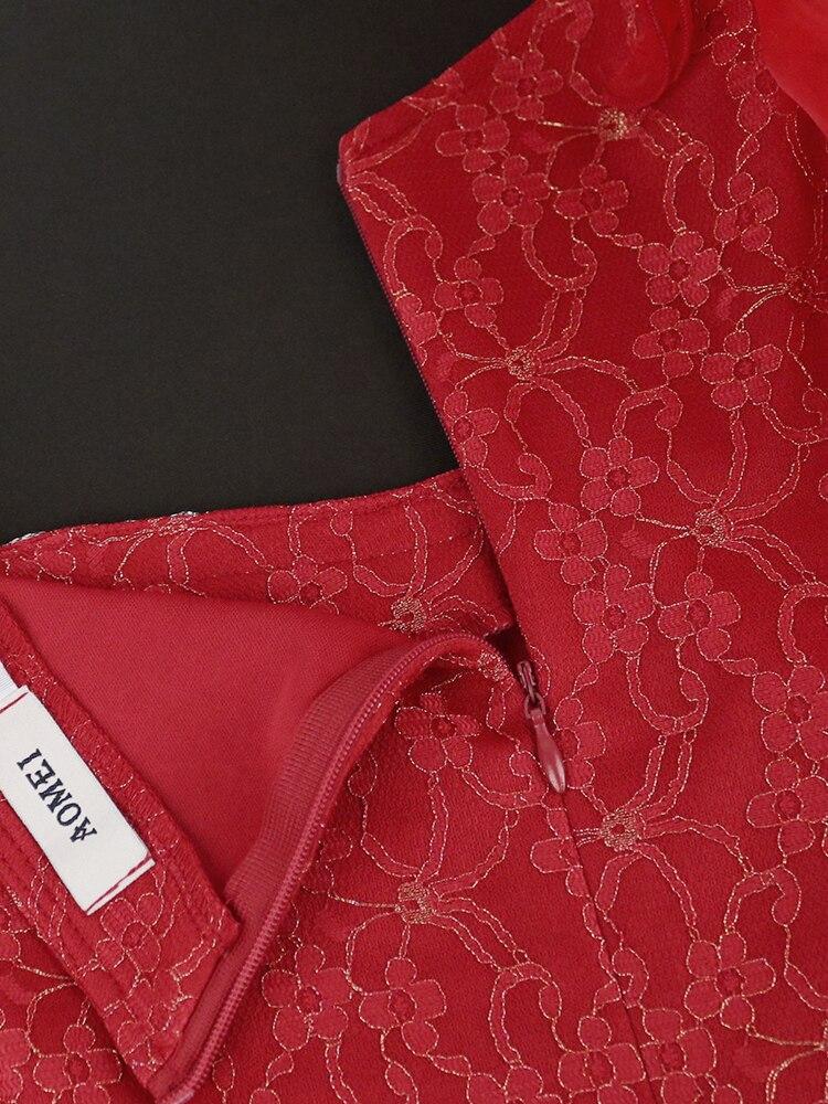 AOMEI Элегантные кружевные платья для женщин, бордовые платья с открытыми плечами и длинными оборками, нестандартные вечерние наряды для коктейльных клубов