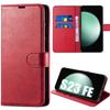 Protective Case - BOOLING - for Samsung Galaxy S23 FE - Faux Leather - Red - Shockproof