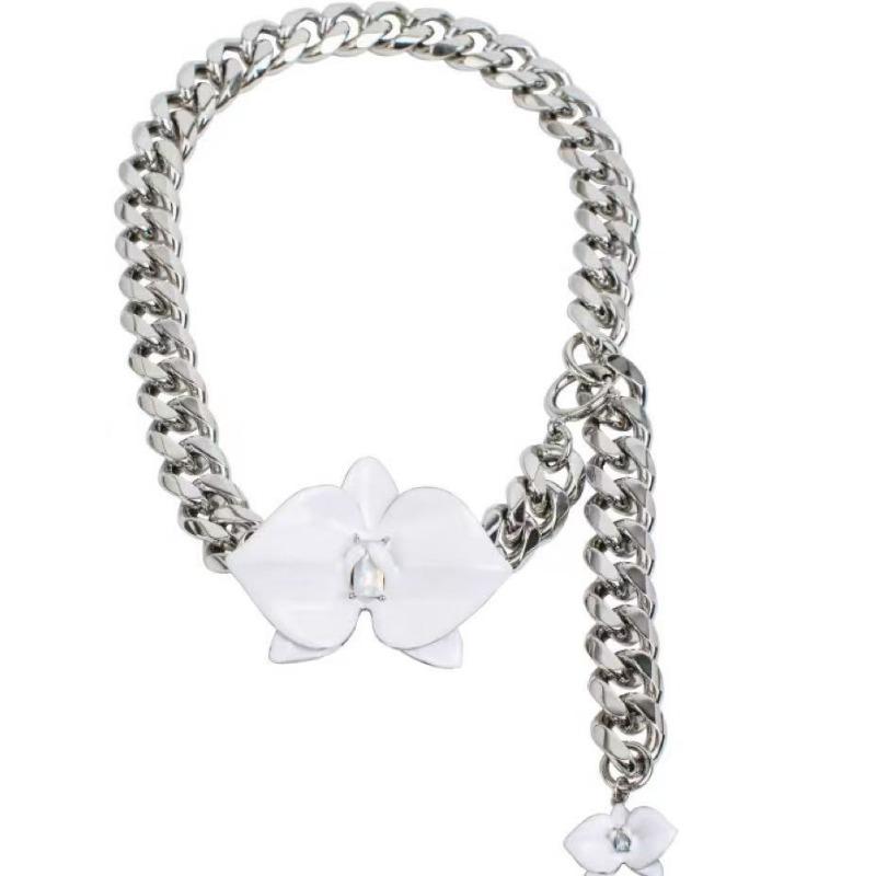 Orchid chain necklace adjustable enamel choker sweet cool statement necklace