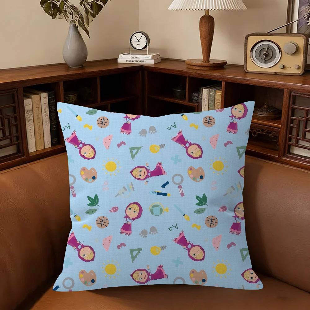 Anime M-Masha And B-Bears Pillow Cover Sofa Cushion Cover Home Room Decoration Children Gift