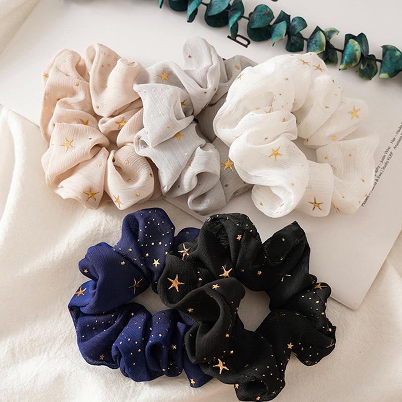 Women Girls Sweet Bright Print Elastic Hair Rubber Bands Ponytail Holder