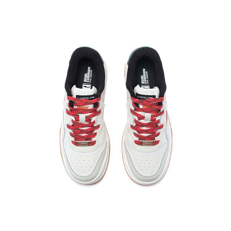 Li Ning Future C1 Synthetic Leather Non-Slip Wear-Resistant Low-Top Skate Shoes Women Sneaker White Red Green AGCT028-11