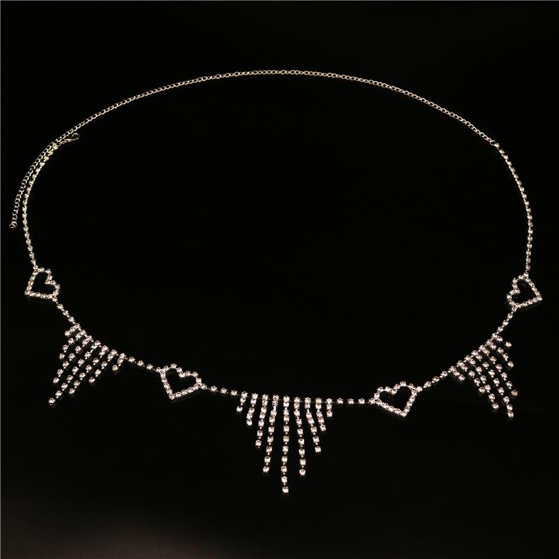 Cross-Border Hot Sale Fashion All-Match Tassel Love Waist Chain European and American Sexy Belly Dance Crystal Waistchain