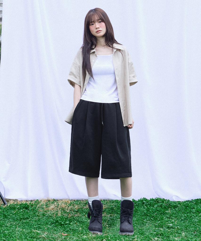 FILLUMINATE Side Tuck Bermuda Sweat Shorts - Brown