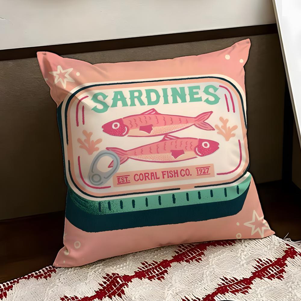 Cartoon SSardine CCan cute Cushion Cover Reversible Soft Durable Pillow Cover Home Car MultiScene Use for Daily Comfort