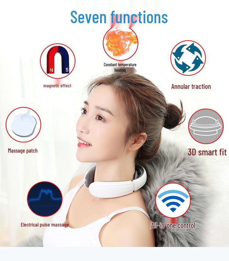 Electromagnetic Heat Neck Massager with Electric Pulse Therapy