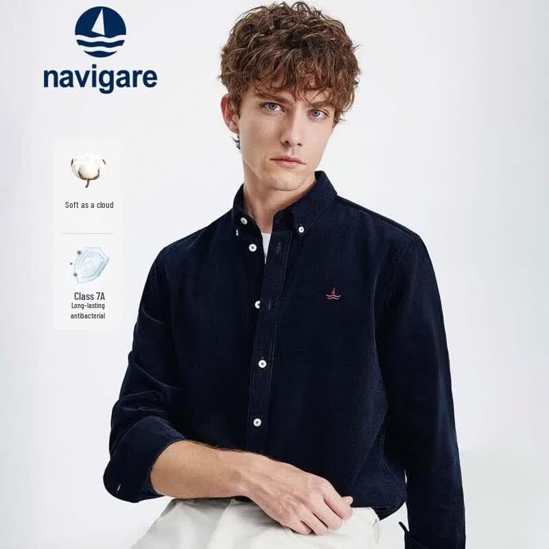 Navigare Мужская повседневная рубашка с длинным рукавом для офиса