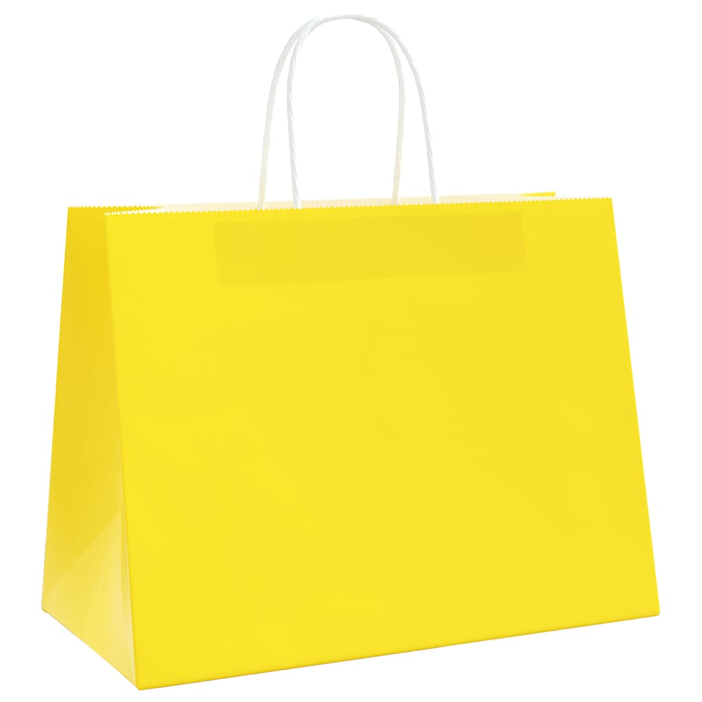 Yellow Paper Shopping Bags with Handles 50 pcs 32 x 17 x 25 cm