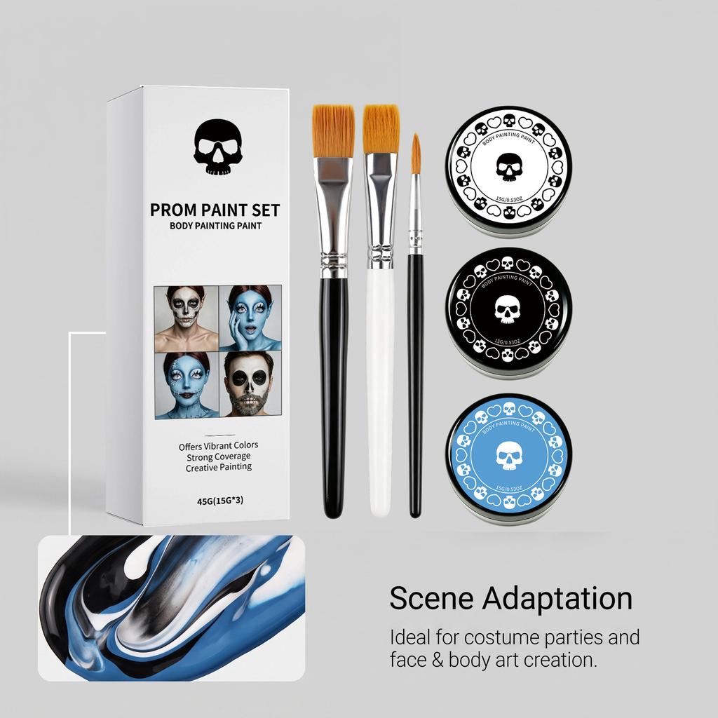 Halloween Party Face Painting Set, Stage SFX Makeup Kit, Themed Holiday Dress Up Cosplay Supplies