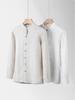 Men's Autumn Pure Linen Stand Collar Shirt, New Chinese Style, Elderly Fashion