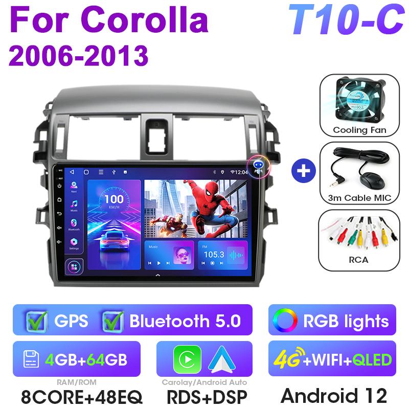 2 Din Android 12 автомобильное радио для Toyota Corolla E140/150 2006 - 2013 мультимедийный видеоплеер GPS 4G Carplay авто стерео головное устройство
