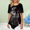 Женские футболки больших размеров с цветочным принтом и изображением скелета человека, свободные повседневные топы, женская нестандартная летняя одежда
