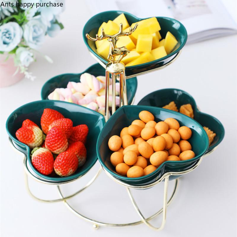 Подставка для украшения подноса для закусок из керамики Iron Art, подставка для закусок, фруктовая тарелка, миска для закусок из сухофруктов, конфетница, подставка для торта