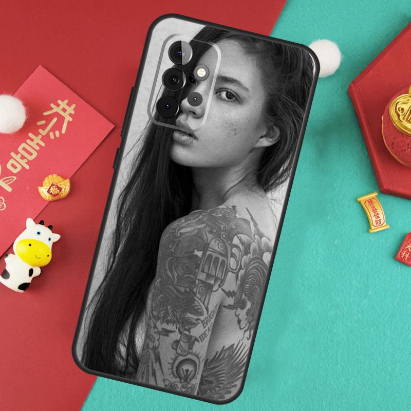 Sexy Sleeve Tattoo Girl Case For Samsung Galaxy A13 A33 A53 A15 A25 A35 A55 A54 A34 A14 A71 A51 A12 A32 A52 Cover
