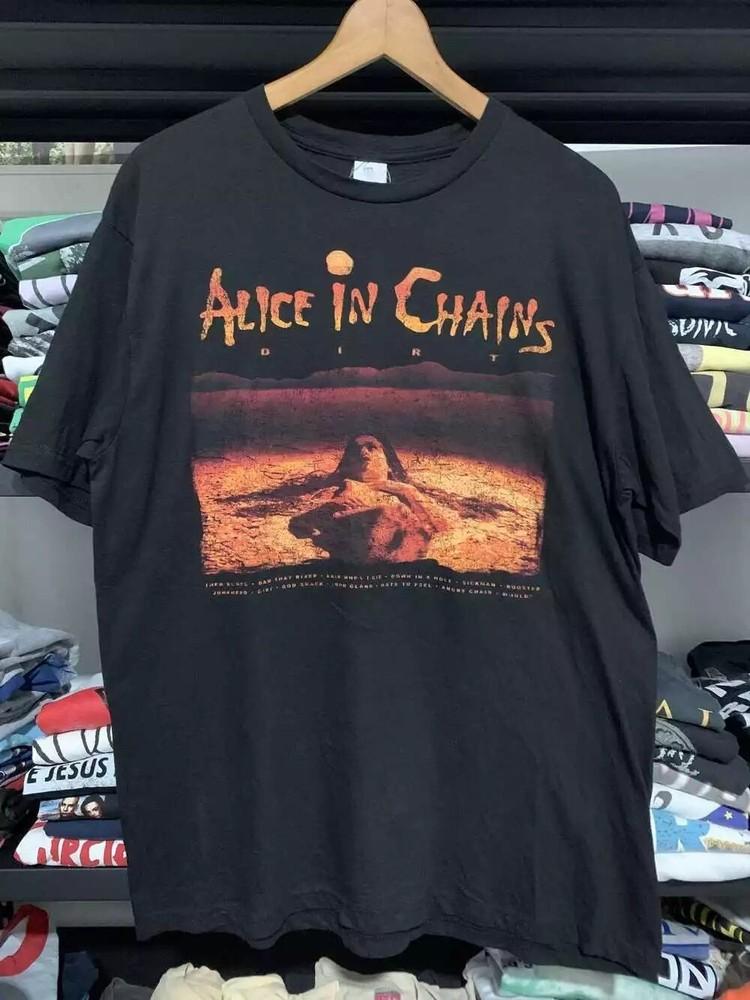 Винтажная черная унисекс футболка Alice In Chains 90-х с обложкой альбома 'Dirt'