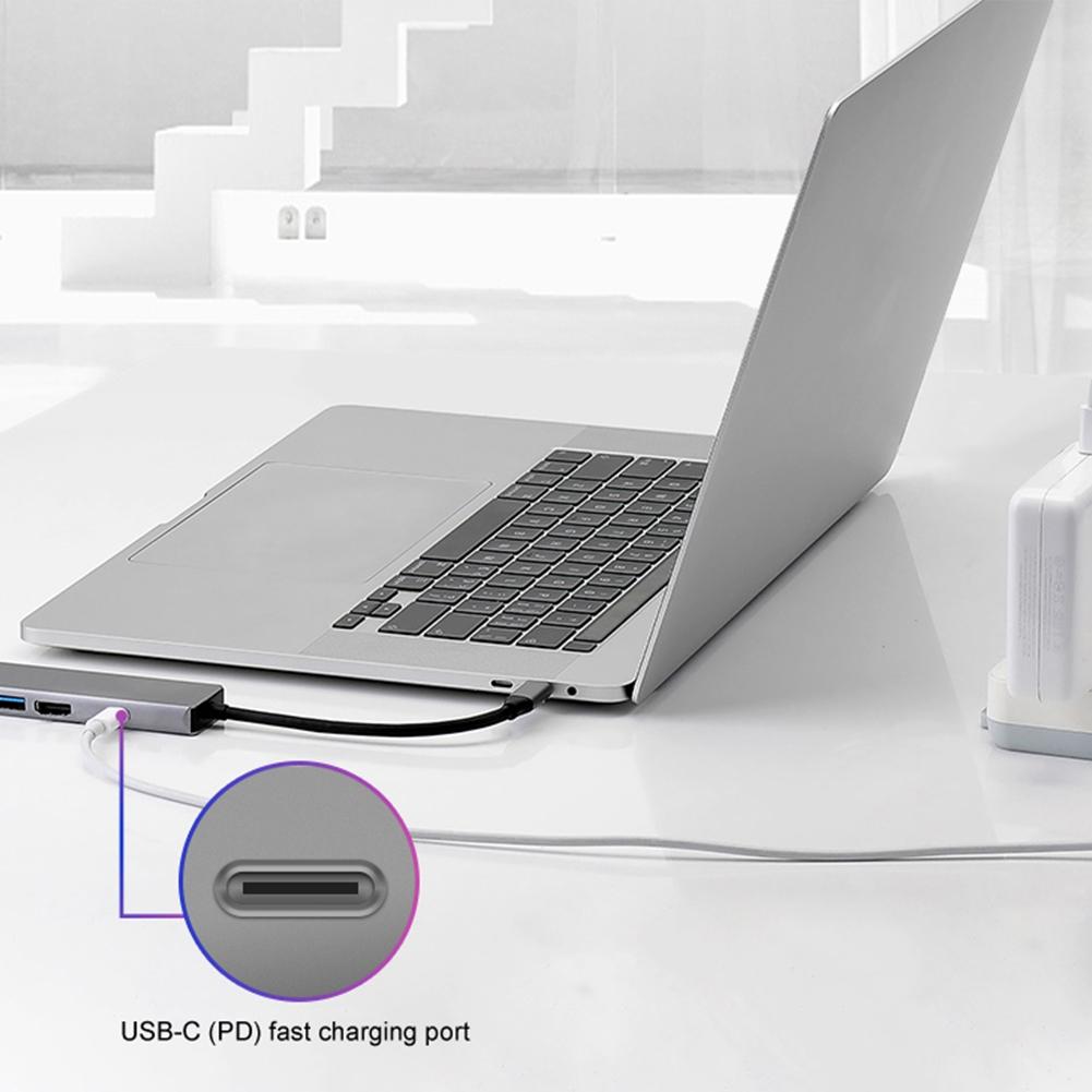 Type-c Hub USB-C To HDMI USB3.0 LAN Ethernet Docking Station Multi-Function USB C Hub Adapter PD Fast Charging For Macbook