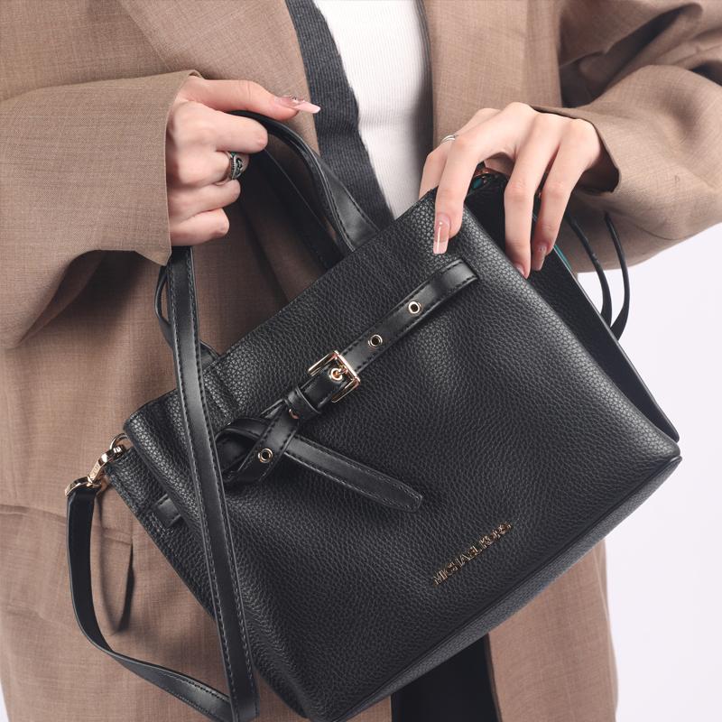 New MICHAEL KORS Emilia Cow Leather Shoulder Bag Crossbody Bag Handbags Small Size Women's Black 35F0GU5S5T-BLACK