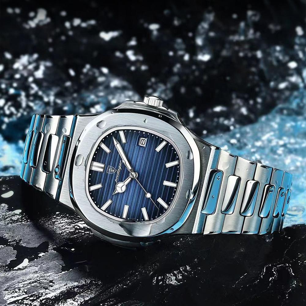 POEDAGAR новые роскошные мужские часы с коробкой, водонепроницаемые ультратонкие мужские кварцевые часы с календарем