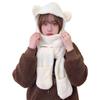 1Pc Cute Bear Ear Hat Scarf Gloves 3-In-1 Winter Warm Hedging Cap Women Windproof Plush Hat Scarf