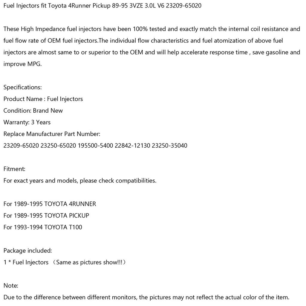 1 шт. Топливные форсунки подходят для Toyota 4Runner Pickup 89-95 3VZE 3.0L V6 23209-65020