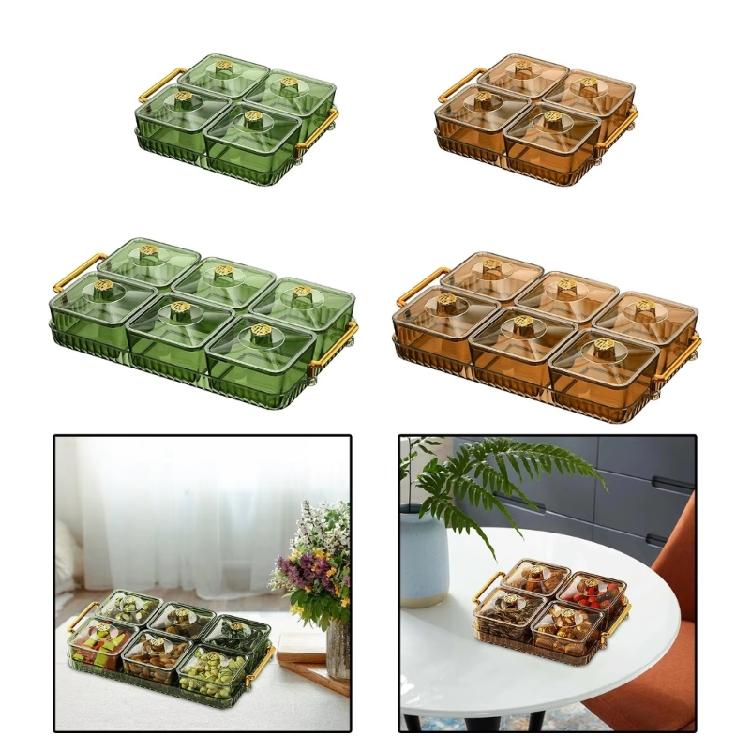 Nonslip Divided Snacks Fruit Tray With Lid Snacks Fruit Tray Removable Snacks Platter Candy Storage Box Easy to Use