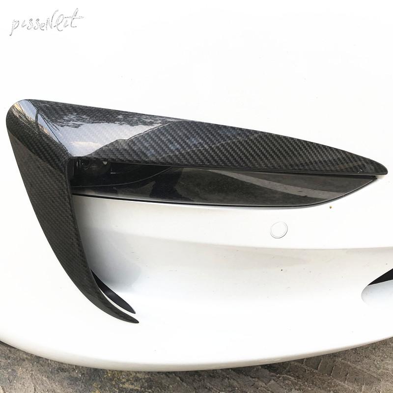 Для TESLA MODEL 3 Аксессуары для стайлинга автомобиля Углеродное волокно Воздушный нож Внешняя отделка 1 пара Передняя губа свет украшение для бровей