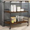VidaXL Kitchen Trolley, Storage Shelf with Wheels, Organizer for Living Room Bathroom Office Toilet, Smoked Oak 842333