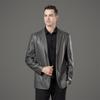New Men's Sheepskin Leather Suit Business Casual Suit Collar Leather Jacket Middle-aged Dad Jacket