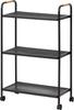 Flower Stand Terrace Rack 3 Tier with Casters Black Width 60cm X Depth 30cm X Height 90cm [MSF-33] Approx.