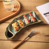 Kiln Changes Retro Ceramic Sushi Plate Sashimi Plate Dumpling Plates Dipping Sauce Plates Restaurant Specialty Tableware