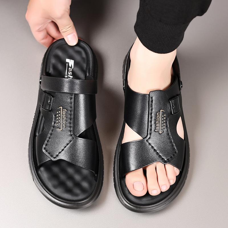FashionGenuine Leather Sandals for Men Outdoor Beach Flats Breathable Casual Normal Casual Anti Slip Designer Replica Summer Sandals
