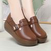 Spring Autumn New Fashion Casual Popular High Soft Bottom Leather Women's Round Toe Wedge Thick Sole Anti-slip Single Shoes